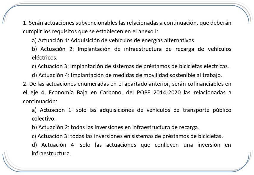 Actuaciones subvencionables.