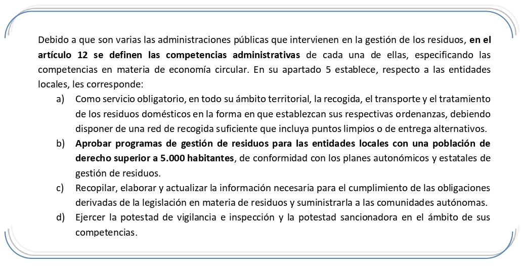 Competencias administrativas de las entidades locales