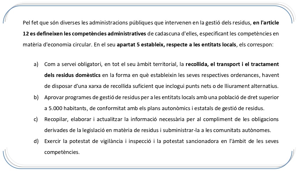 Competencies administratives de les entitats locals