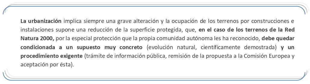 La urbanización en terrenos de protección