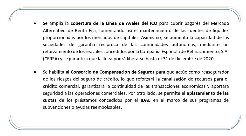 MEDIDAS PARA REFORZAR LA FINANCIACIÓN EMPRESARIAL.