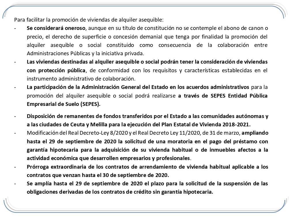 Medidas en el ambito de la vivienda