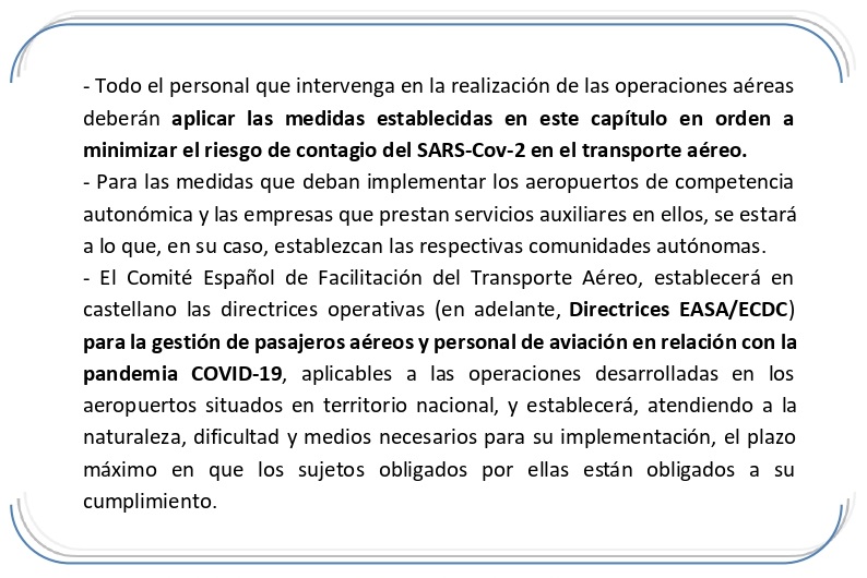 Medidas en el sector del transporte aereo.