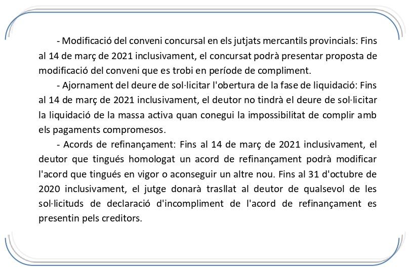 Mesures concursals.