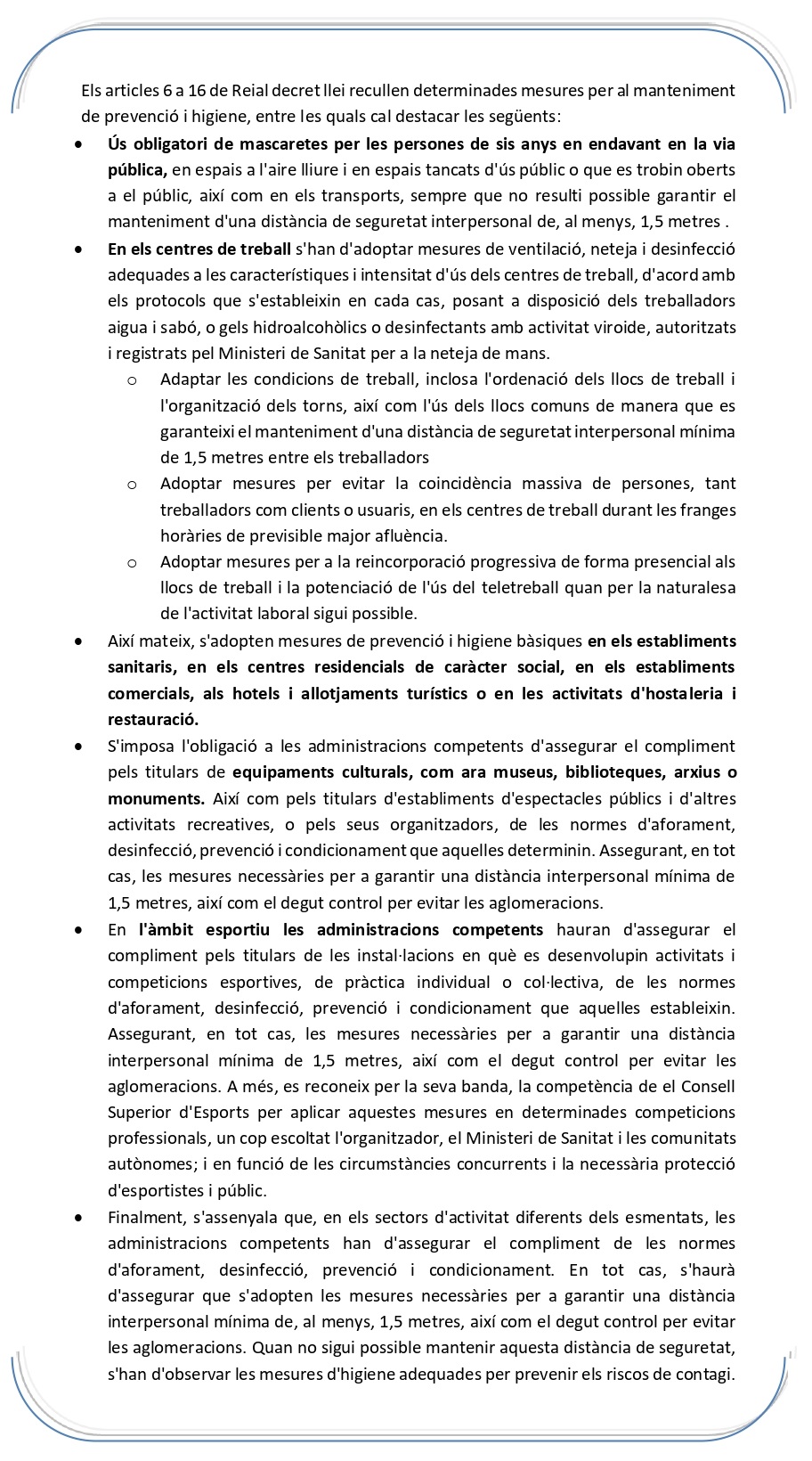 Mesures de prevenció i higiene.