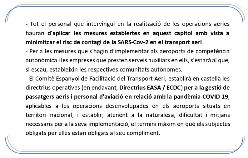 Mesures en l'àmbit del transport aeri.