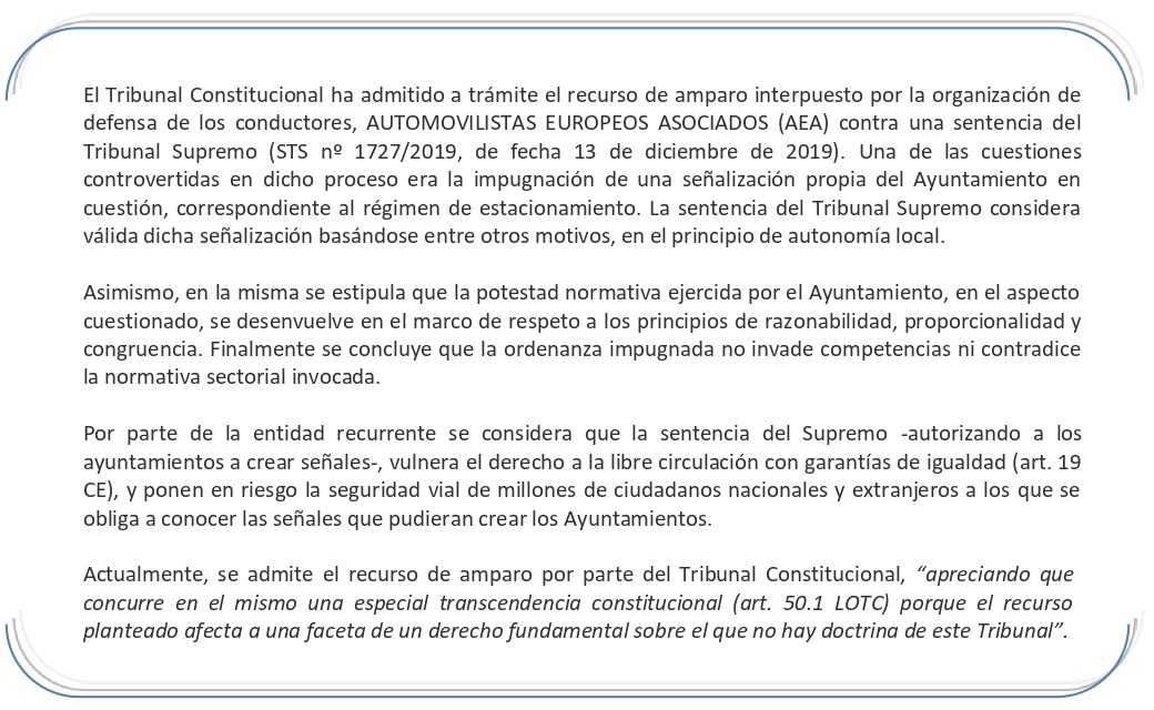 Nota informativa Gonzalo Abogados facultad señalizacion viaria