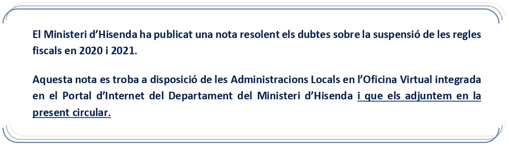 Nota informativa Ministeri d'Hisenda