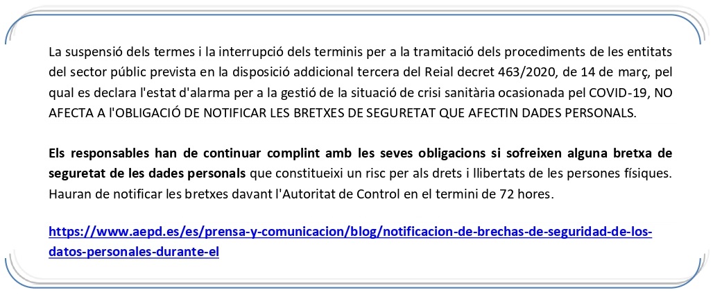 Notificació de bretxes.