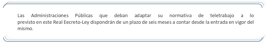 Plazo para adaptar la normativa