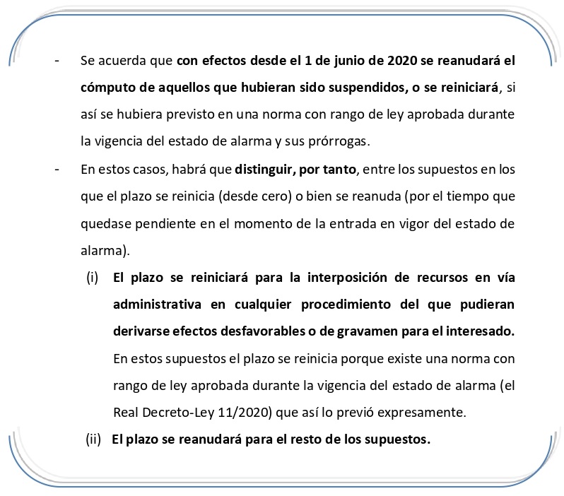 Plazos administrativos.