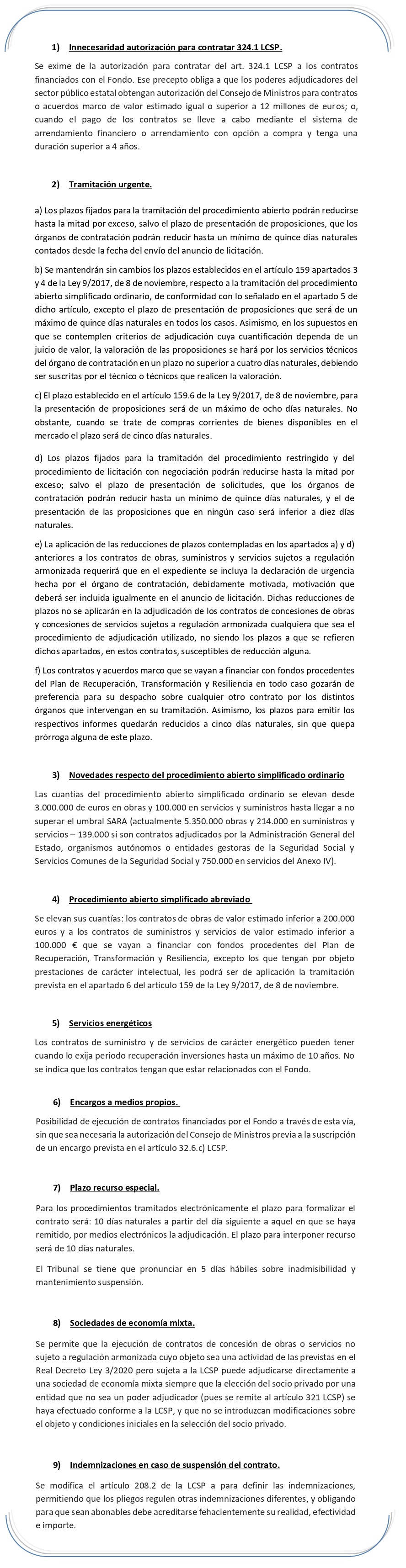 Principales medidas en contratación pública