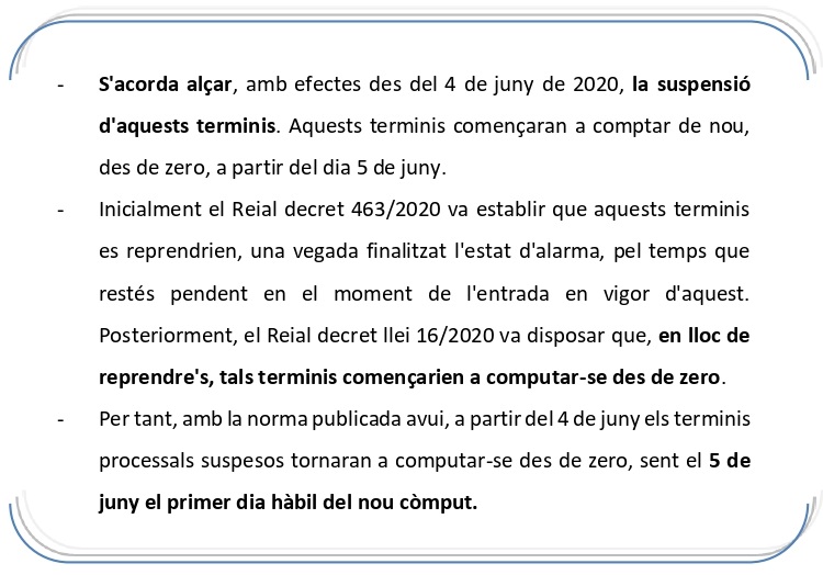 Termini processal dels tribunals.